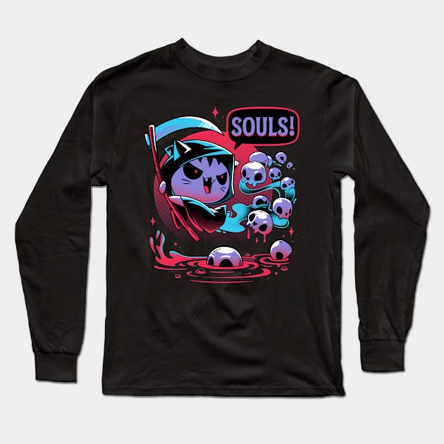 Paws Of Death - Evil Cat Reaper Long Sleeve T-Shirt by Snouleaf